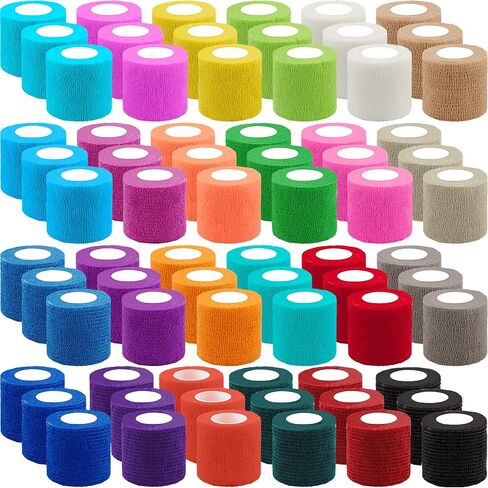 BQTQ 72 Rolls Self Adhesive Bandage Wrap 1 Inch Self Adherent Wrap Black Bandage Wrap Tape Sports Wrap Self Stick Bandages Wrap Stretch Tape Self Adhesive Wrap for Wrist Ankle Swelling Sprains in Kuwait
