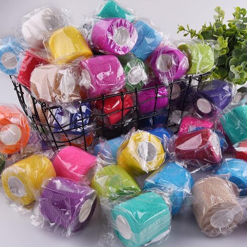 BQTQ 72 Rolls Self Adhesive Bandage Wrap 1 Inch Self Adherent Wrap Black Bandage Wrap Tape Sports Wrap Self Stick Bandages Wrap Stretch Tape Self Adhesive Wrap for Wrist Ankle Swelling Sprains in Kuwait