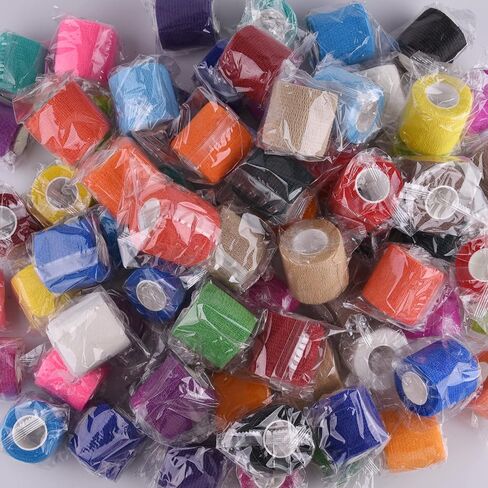 BQTQ 72 Rolls Self Adhesive Bandage Wrap 1 Inch Self Adherent Wrap Black Bandage Wrap Tape Sports Wrap Self Stick Bandages Wrap Stretch Tape Self Adhesive Wrap for Wrist Ankle Swelling Sprains in Kuwait