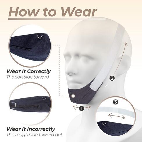 حزام الذقن فعال لتخفيف الشخير الفوري بالفم، ويقلل من فقدان الهواء، حزام الذقن المضاد للشخير للرجال والنساء، حزام ذقن مريح قابل للتعديل، يناسب مجموعة واسعة من الرأس والأحجام (عبوة واحدة) in Kuwait