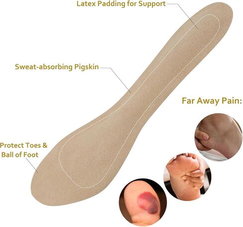 زوجان من حشوات الكعب العالي الجلدية للنساء، نعال داخلية مبطنة غير مرئية لأحذية الصندل المسطحة، ذاتية اللصق، ماصة للعرق، وسادات أحذية رسمية للألم والبثور وتقرحات الكعب والأحذية الفضفاضة. مقاس S 5-8 in Kuwait