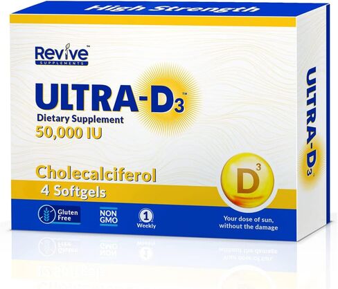 ULTRA-D3 New Road Health Supply، فيتامين D3 50.000 وحدة دولية، كبسولة هلامية أسبوعية من فيتامين D للعظام والأسنان ودعم المناعة، خالية من الغلوتين، 12 قطعة in Kuwait