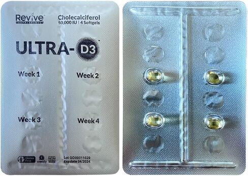 ULTRA-D3 New Road Health Supply، فيتامين D3 50.000 وحدة دولية، كبسولة هلامية أسبوعية من فيتامين D للعظام والأسنان ودعم المناعة، خالية من الغلوتين، 12 قطعة in Kuwait