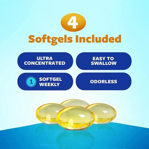 ULTRA-D3 New Road Health Supply، فيتامين D3 50.000 وحدة دولية، كبسولة هلامية أسبوعية من فيتامين D للعظام والأسنان ودعم المناعة، خالية من الغلوتين، 12 قطعة in Kuwait