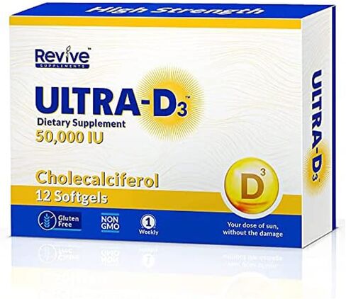 ULTRA-D3 New Road Health Supply، فيتامين D3 50.000 وحدة دولية، كبسولة هلامية أسبوعية من فيتامين D للعظام والأسنان ودعم المناعة، خالية من الغلوتين، 12 قطعة in Kuwait