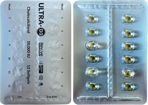 ULTRA-D3 New Road Health Supply، فيتامين D3 50.000 وحدة دولية، كبسولة هلامية أسبوعية من فيتامين D للعظام والأسنان ودعم المناعة، خالية من الغلوتين، 12 قطعة in Kuwait