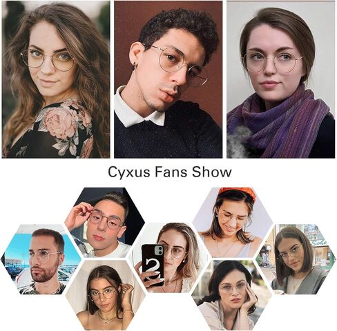 Cyxus Round Blue Light Glasses for Men Women Wire Frame UV Blocking Computer Glasses Clear Lens Metal Ultra Light Eyewear in Kuwait