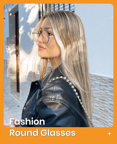 Cyxus Round Blue Light Glasses for Men Women Wire Frame UV Blocking Computer Glasses Clear Lens Metal Ultra Light Eyewear in Kuwait