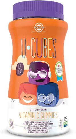 Solgar U-Cubes كالسيوم للأطفال مع فيتامين D3، 60 علكة - 3 نكهات، عصير الليمون الوردي، التوت والفراولة - يدعم صحة العظام والأسنان - غير معدل وراثيًا، خالي من الغلوتين، خالي من منتجات الألبان - 30 حصة in Kuwait