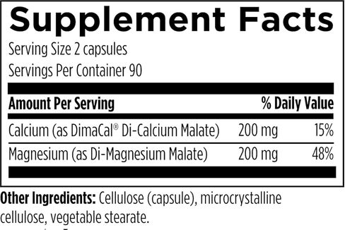 Designs for Health Cal/Mag 1:1-200mg Chelated Magnesium Malate + 200mg Calcium Malate Supplement - Non-GMO, Highly Absorbable Bone Support Nutrients (180 Capsules) in Saudi Arabia