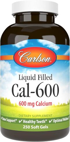 Carlson - Cal-600, 600 mg Calcium, Bone Support, Healthy Teeth & Optimal Wellness, 100 Softgels in Kuwait