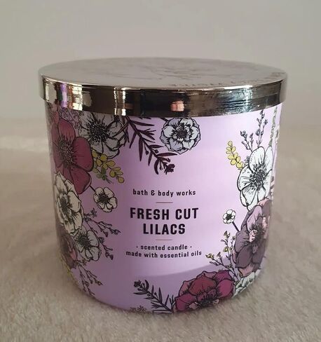 Bath and Body Works, White Barn 3-Wick Candle w/Essential Oils - 14.5 oz - 2021 Core Scents! (Fresh Cut Lilacs) in Saudi Arabia