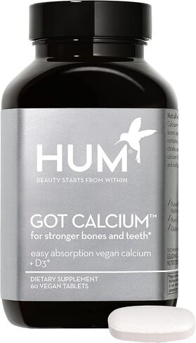 حصلت HUM على الكالسيوم - مكمل نباتي للعظام + الأسنان لسهولة الامتصاص المعزز (60 قرصًا نباتيًا، كمية تكفي لمدة 30 يومًا) in Kuwait