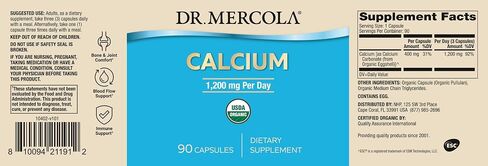 Dr. Mercola Organic Calcium Dietary Supplement, 1200 mg Per Serving, 30 Servings (90 Capsules), Bone & Joint Support, Non GMO, Soy Free, Gluten Free in Saudi Arabia