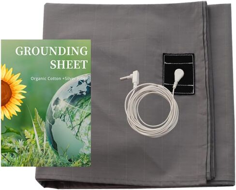 طقم ملاءة أرضية، ملاءة موصلة من القطن العضوي من ألياف الفضة بنسبة 5%، ملاءة أرضية، ملاءات سرير أرضية (27 * 52 بوصة - رمادي) in Kuwait