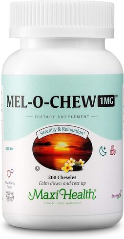Maxi-Health Chewable Melatonin for Kids 1mg - Natural Advanced Sleep Aid Tablets - Night-Time Supplement for Children and Adults - Helps Fall Asleep Faster and Stay Sleeping Longer - 200 Count in Saudi Arabia