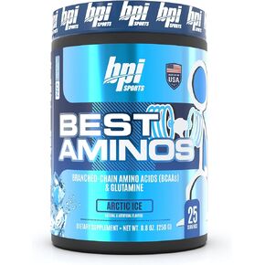 BPI Sports Best Aminos - مسحوق BCAA بعد التمرين ومشروب استعادة الجلوتامين مع الأحماض الأمينية المتفرعة السلسلة للترطيب والتعافي، للرجال والنساء - لكمة الفاكهة - 25 حصة