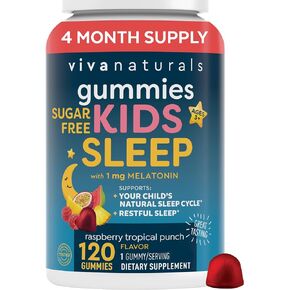 علكة الميلاتونين للأطفال (1 ملغ) - علكة دعم النوم الخالية من الجيلاتين والصديقة للنباتيين للأطفال من عمر 3 سنوات فما فوق - للتهدئة والأرق العرضي - 120 قطعة - لكمة التوت الاستوائية in Kuwait