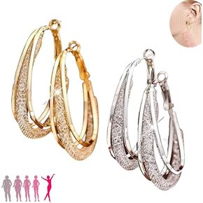 2 Pairs Lymphatic Drainage Slimming Hoop Earrings, Flysmus Halolux Lymphvity Magnetotherapy Germanium Earrings, Lymphatic Activity Hoop Acupuncture Therapy Earrings Fashion Jewelry Gift For Women Girls in Kuwait