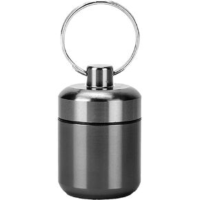 Pill Keychain Holder - 2pcs Small Pill Box Waterproof Pill Fob Organizer Portable Pill Holder Keychain (Black+Gray)