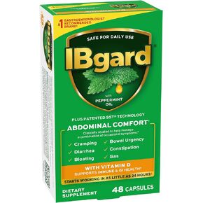 IBgard with Vitamin D Daily Gut Health Support Supplement to Help Manage a Combination of Occasional Symptoms: Cramping, Bowel Urgency, Diarrhea, Constipation, Bloating, and Gas†, 48 Capsules in Saudi Arabia