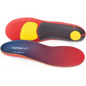 حشوات حذاء رياضية مرنة ومريحة من Superfeet Dynamic Run Max للجري مع نعل داخلي مبطن إضافي، للجنسين، أحمر ناري، 9.5-11 رجال / 10.5-12 نساء in Kuwait