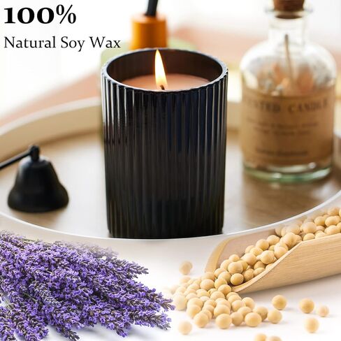 Scented Candles for Home : Lavender Vanilla Soy Black Candle for Men Women, Fall Aromatherapy Candles Clearance Stress Relief Black Jar Candle 6.4 Oz 36 Hours Long Burning in Saudi Arabia
