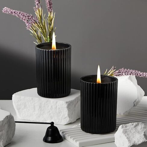 Scented Candles for Home : Lavender Vanilla Soy Black Candle for Men Women, Fall Aromatherapy Candles Clearance Stress Relief Black Jar Candle 6.4 Oz 36 Hours Long Burning in Saudi Arabia