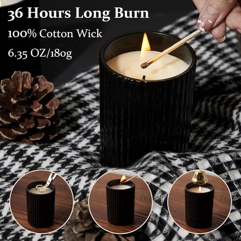 Scented Candles for Home : Lavender Vanilla Soy Black Candle for Men Women, Fall Aromatherapy Candles Clearance Stress Relief Black Jar Candle 6.4 Oz 36 Hours Long Burning in Saudi Arabia