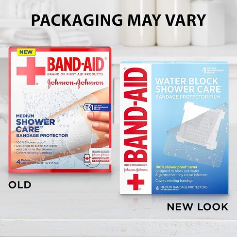 Band-Aid Brand First Aid Water Block Shower Care Clear Bandage Protector, Medium-Sized, 4 ct in Saudi Arabia