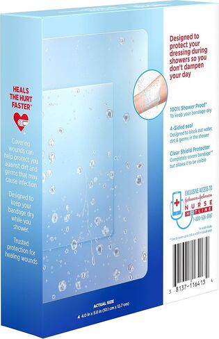 Band-Aid Brand First Aid Water Block Shower Care Clear Bandage Protector, Medium-Sized, 4 ct in Saudi Arabia