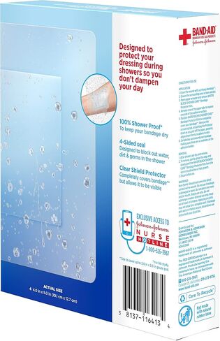 Band-Aid Brand First Aid Water Block Shower Care Clear Bandage Protector, Medium-Sized, 4 ct in Saudi Arabia