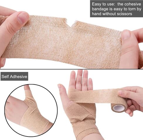 BQTQ 50 Rolls Self Adhesive Bandage Wrap 1 Inch Black Self Adhesive Wrap Self Adherent Wraps Athletic Tape Stretch Bandage Wrap Tape for Wrist Ankle Swelling Sprains (Black) in Kuwait