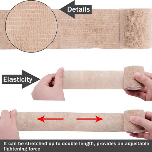 BQTQ 50 Rolls Self Adhesive Bandage Wrap 1 Inch Black Self Adhesive Wrap Self Adherent Wraps Athletic Tape Stretch Bandage Wrap Tape for Wrist Ankle Swelling Sprains (Black) in Kuwait