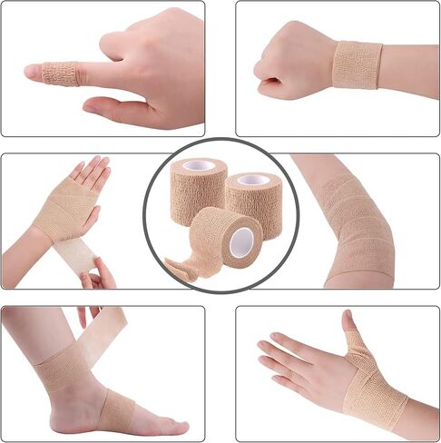 BQTQ 50 Rolls Self Adhesive Bandage Wrap 1 Inch Black Self Adhesive Wrap Self Adherent Wraps Athletic Tape Stretch Bandage Wrap Tape for Wrist Ankle Swelling Sprains (Black) in Kuwait