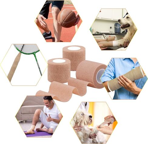 BQTQ 50 Rolls Self Adhesive Bandage Wrap 1 Inch Black Self Adhesive Wrap Self Adherent Wraps Athletic Tape Stretch Bandage Wrap Tape for Wrist Ankle Swelling Sprains (Black) in Kuwait