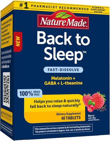 Nature Made Back to Sleep, Melatonin Fast-Dissolve, Helps You Fall Back to Sleep Naturally, L-Theanine and GABA to Help Relax and Calm Your Mind, 40 Tablets in Saudi Arabia