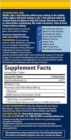 Nature Made Back to Sleep, Melatonin Fast-Dissolve, Helps You Fall Back to Sleep Naturally, L-Theanine and GABA to Help Relax and Calm Your Mind, 40 Tablets in Saudi Arabia
