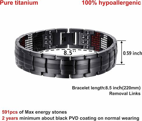 يو اس ويل سوار تيتانيوم للرجال مطلي بمادة بي في دي باللون الاسود من 591 قطعة سوار مغناطيسي معدني للرجال in Kuwait