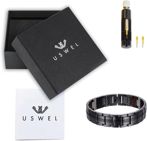 يو اس ويل سوار تيتانيوم للرجال مطلي بمادة بي في دي باللون الاسود من 591 قطعة سوار مغناطيسي معدني للرجال in Kuwait