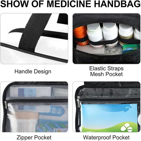 Naanle Pill Organizer Bag Travel Pill Bottle Medicine Organizer Home Storage Medication Bag for Vitamin Supplements, Black Empty First Aid Bag for Car Camping in Kuwait