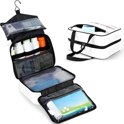 Naanle Pill Organizer Bag Travel Pill Bottle Medicine Organizer Home Storage Medication Bag for Vitamin Supplements, Black Empty First Aid Bag for Car Camping in Kuwait