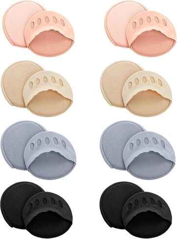 8 Pairs Honeycomb Fabric Forefoot Pads for Women Metatarsal Pads Assorted Color Ball of Foot Cushions for Relieving Foot Fatigue (Black, Grey, Pink, Nude Color) in Kuwait