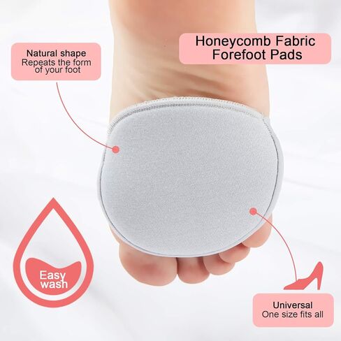 8 Pairs Honeycomb Fabric Forefoot Pads for Women Metatarsal Pads Assorted Color Ball of Foot Cushions for Relieving Foot Fatigue (Black, Grey, Pink, Nude Color) in Kuwait