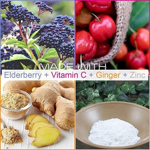 Smarter Elderberry Capsules + Vitamin C + Ginger & Zinc, Herbal Supplement for Immune Support, Powerful Black Elder Berry Extract Antioxidant Vitamin, 60 Vegan Pills in Kuwait