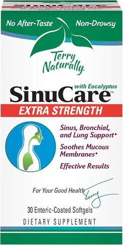 Terry Naturally SinuCare Extra Strength (2 Pack) - 325 mg Eucalyptus, Myrtle & Lemon Zest Oil Complex, 30 Softgels - Sinus, Lung & Bronchial Support Supplement, Non-Drowsy - Non-GMO, Gluten-Free - 30 in Saudi Arabia