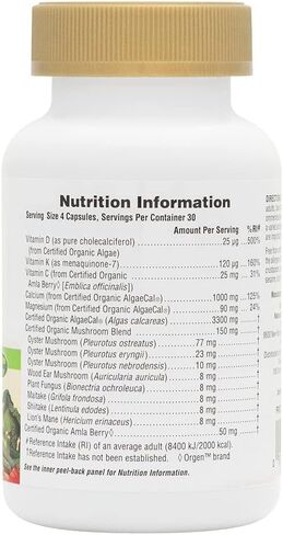 NaturesPlus Source of Life Garden Organic Bone Supplement with AlgaeCal - 1000 mg - Calcium, Magnesium - 120 Vegan Capsules (30 Servings) in Saudi Arabia