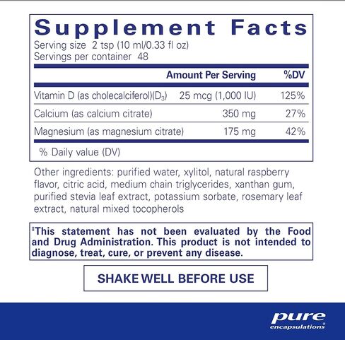 Pure Encapsulations Cal/Mag/D Liquid | Calcium, Magnesium and Vitamin D in a Convenient Liquid Form | 16.2 fl. oz. in Saudi Arabia