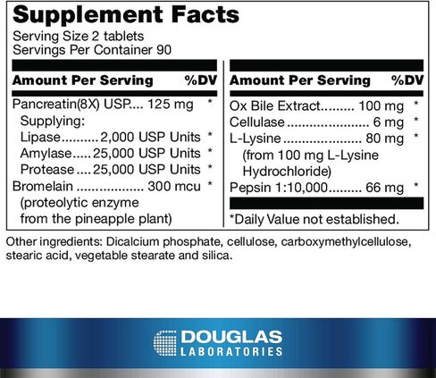 Douglas Laboratories Ultrazyme (Polyphasic Enzyme Complex) | Active Digestive Enzymes to Support Protein and Carbohydrate Digestion* | 180 Tablets in Saudi Arabia