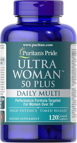 Puritan's Pride Ultra Woman 50 Plus Multivitamin Caplets with Zinc, 120 Count, White in Saudi Arabia